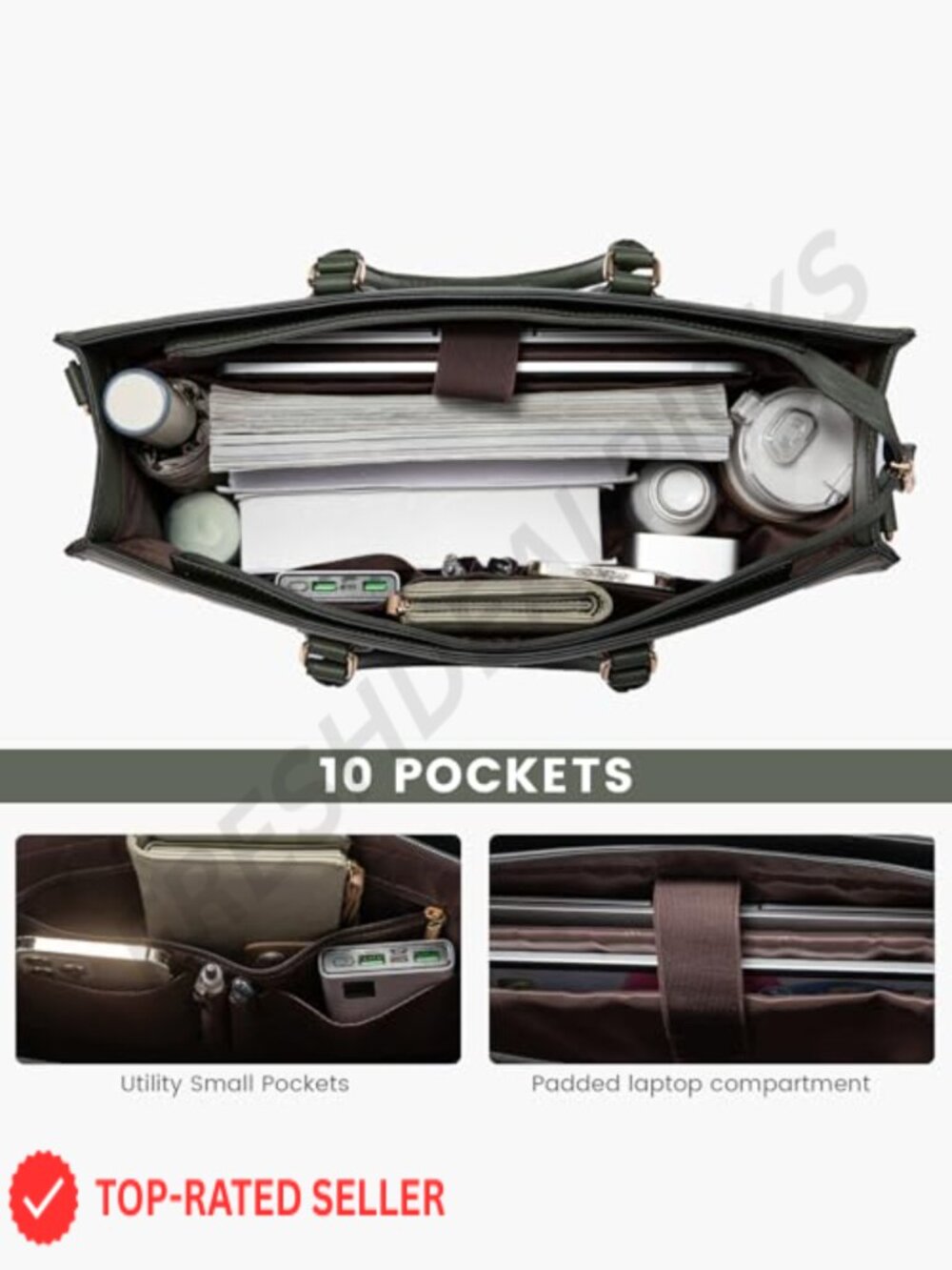 15.6" Laptop Tote Bag Waterproof Lightweight Professional Office Work Satchel - Picture 4 of 6